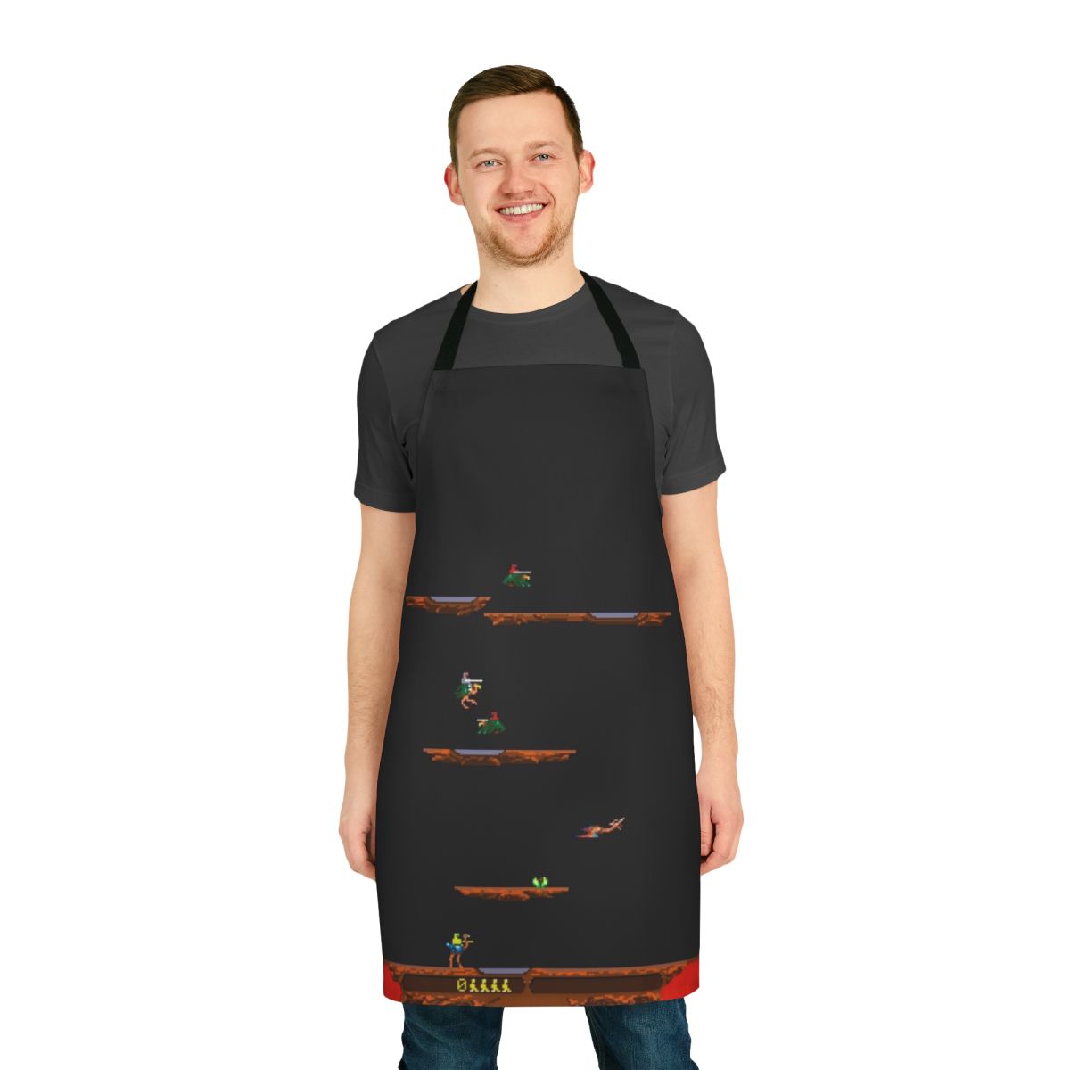Retro-style 8-bit pixel art apron for video game fans and home chefs