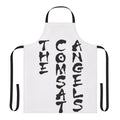 Retro 80s band inspired black and white apron with minimal graffiti-style print