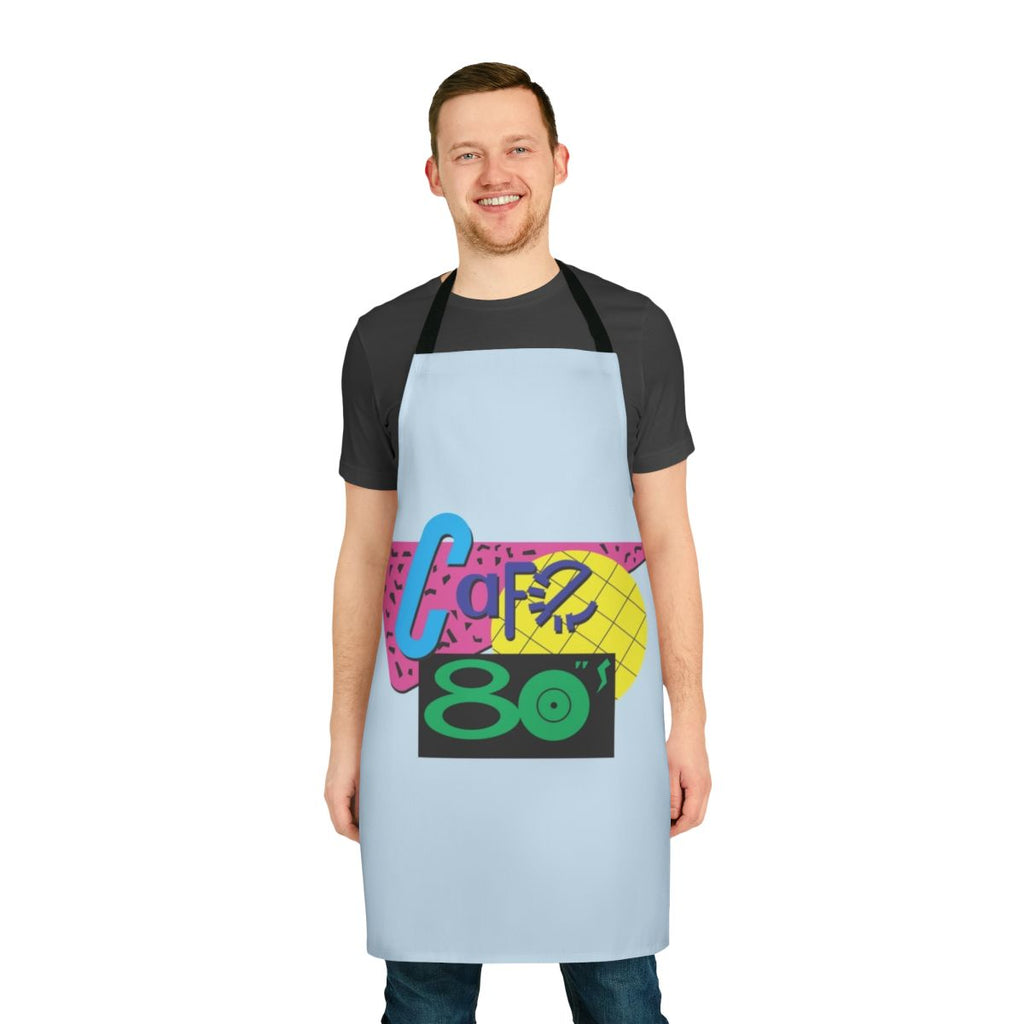 Retro 80s cafe apron with vintage logo and Back to the Future inspired design