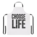 Retro 80s dance-inspired apron with WHAM! and Trainspotting references