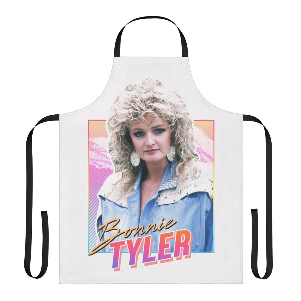 Retro 80s design apron featuring Bonnie Tyler inspired vintage style graphics