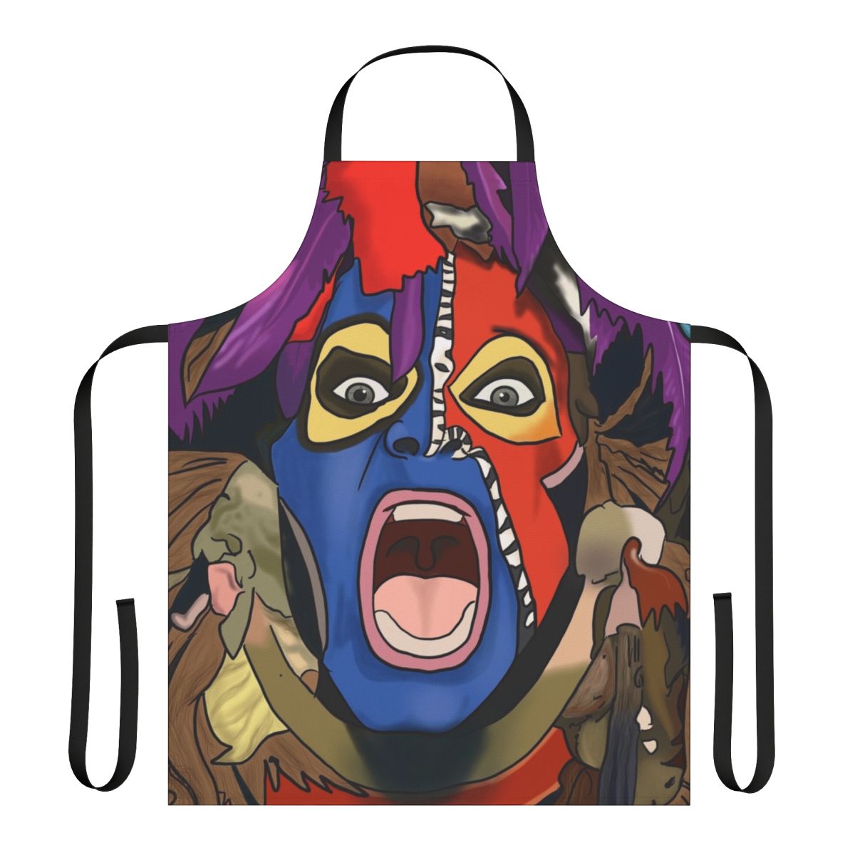 Colorful retro 80s inspired apron featuring Diamond David Lee Roth of Van Halen