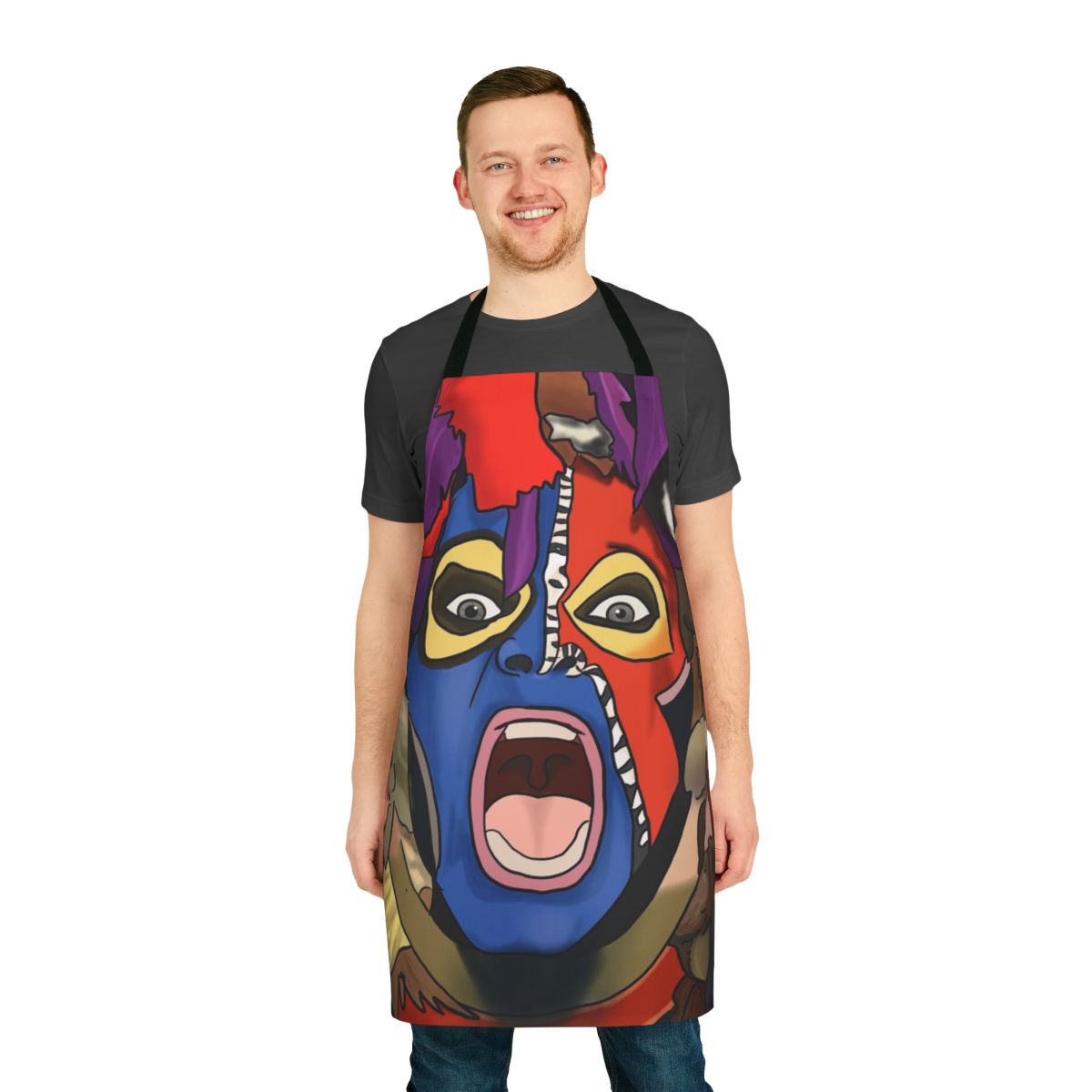 Colorful retro 80s inspired apron featuring Diamond David Lee Roth of Van Halen
