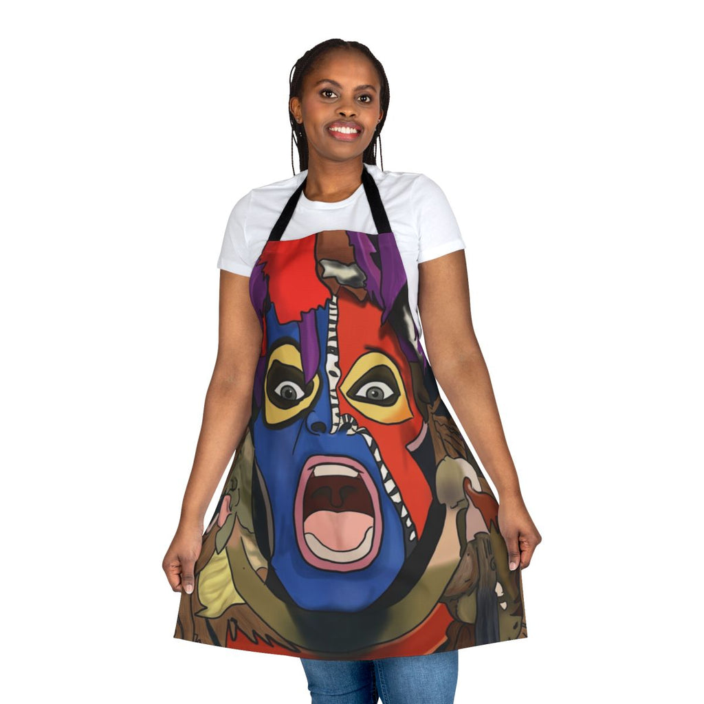 Colorful retro 80s inspired apron featuring Diamond David Lee Roth of Van Halen