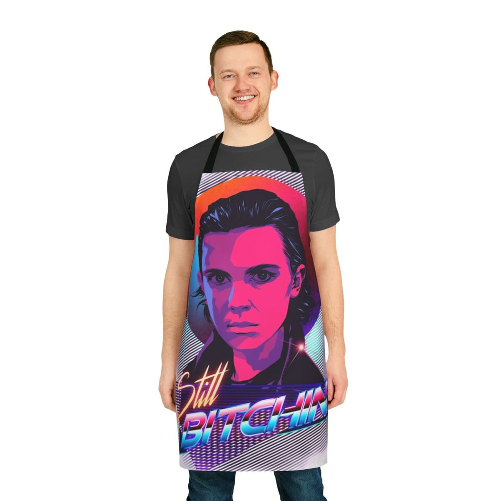 "Retro 80s inspired apron featuring Eleven from Stranger Things"