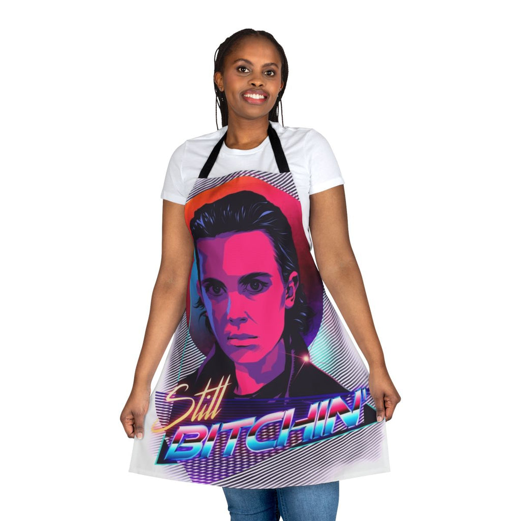 "Retro 80s inspired apron featuring Eleven from Stranger Things"