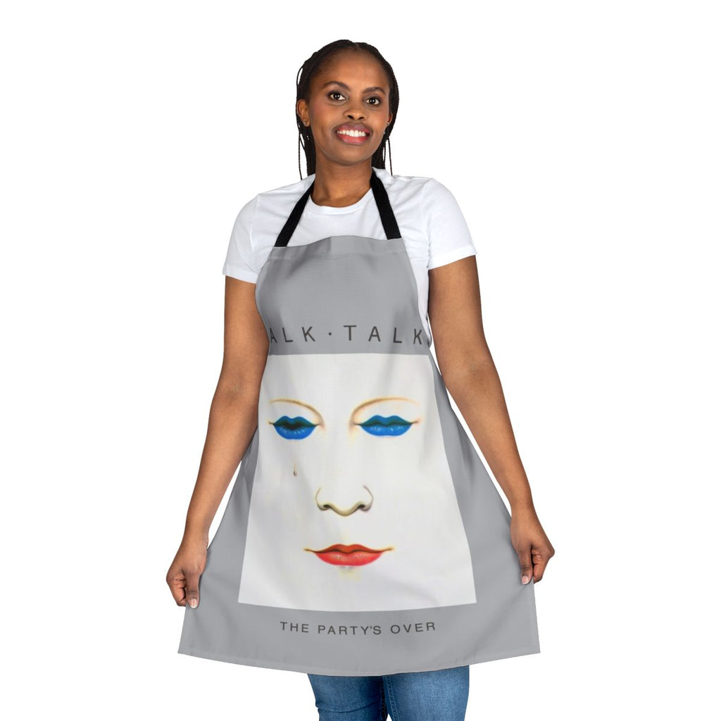 Apron featuring a grey outline design inspired by the 80s post-punk band Talk Talk