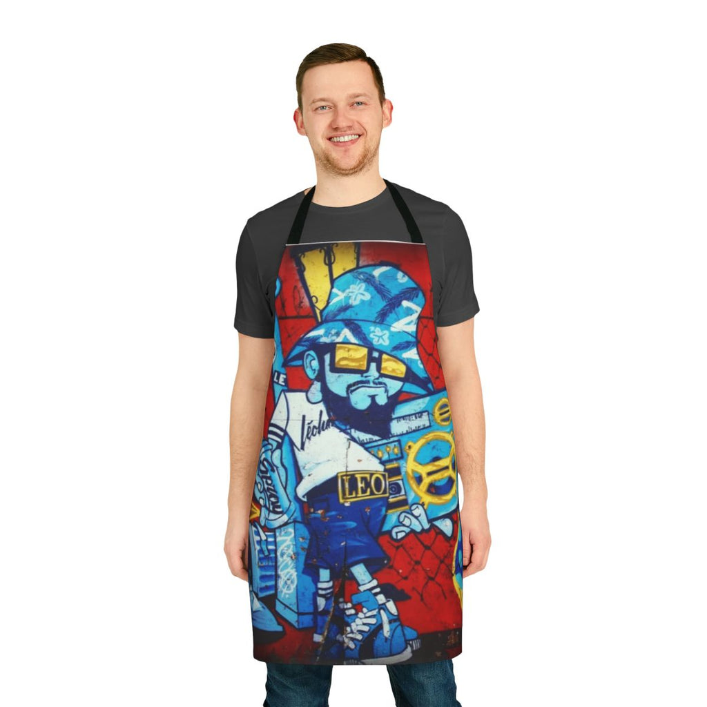 Retro 80s style b-boy apron with graffiti and hip hop design