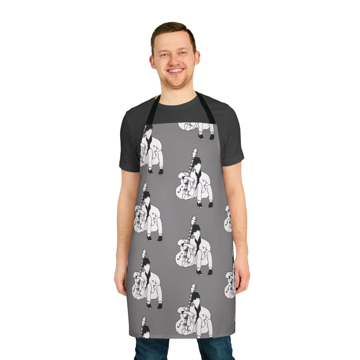Apron with 80s rock band graphic of Johnny Marr, guitarist of The Smiths