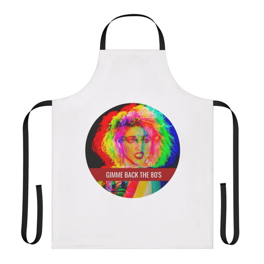 Vintage-style 1980s-inspired apron with pop art graphics