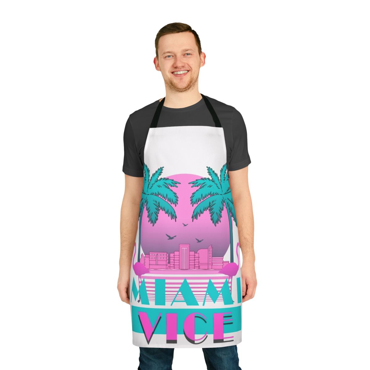 Retro 80s apron with Miami Vice inspired design
