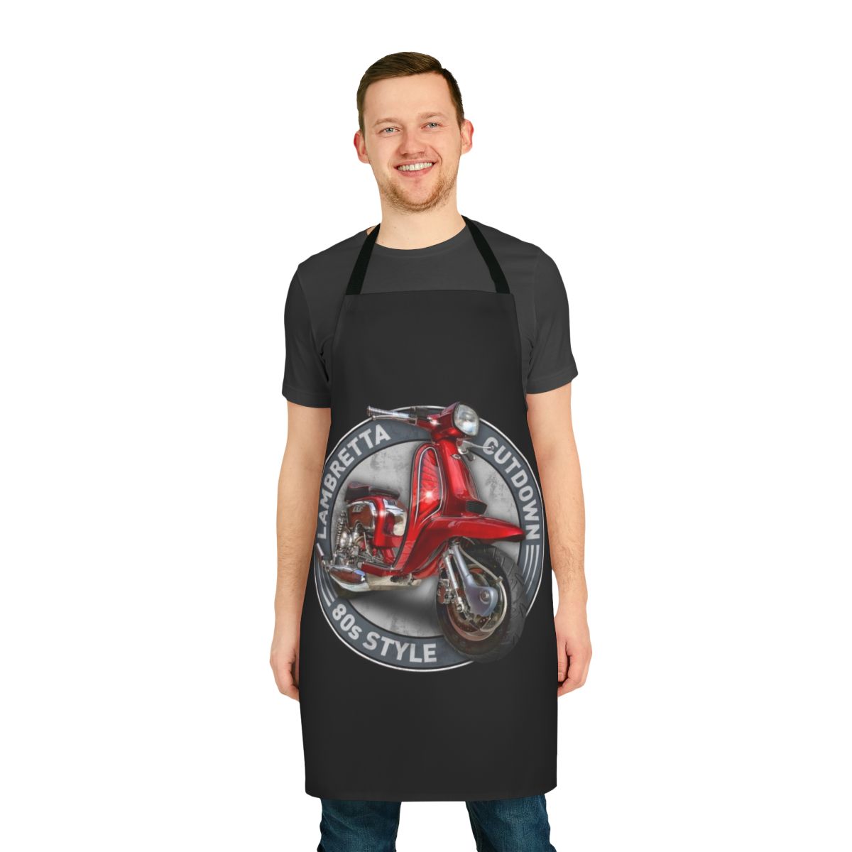 Vintage-inspired cutdown apron with Lambretta-style design