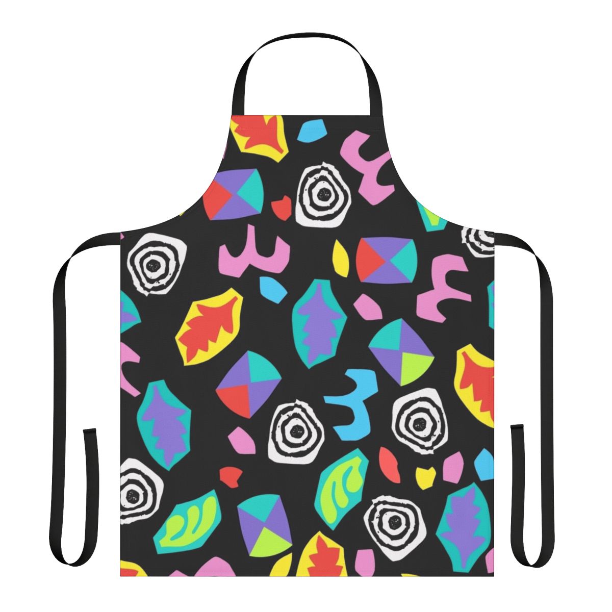 Minimalist apron design featuring abstract neon patterns and Stranger Things inspired elements.