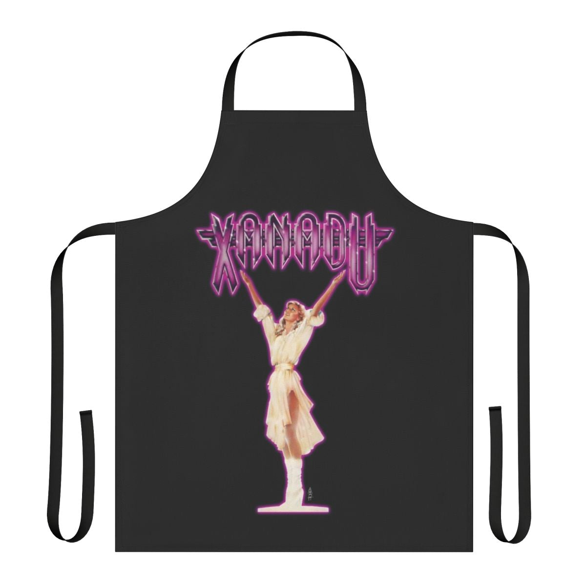 Retro 80s inspired apron featuring Olivia Newton-John's iconic Xanadu character
