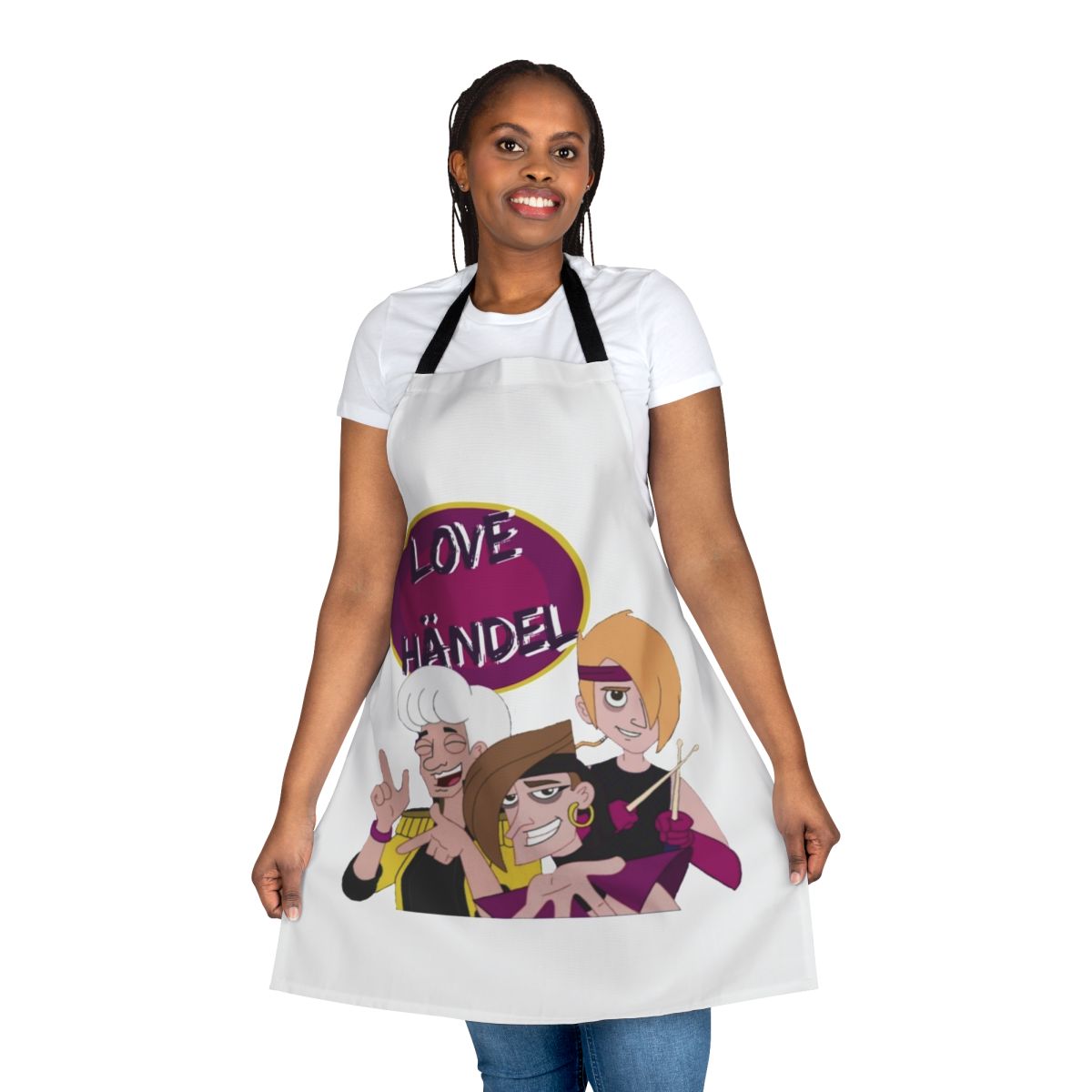 Vintage-style love handel band apron from the phineas and ferb cartoon