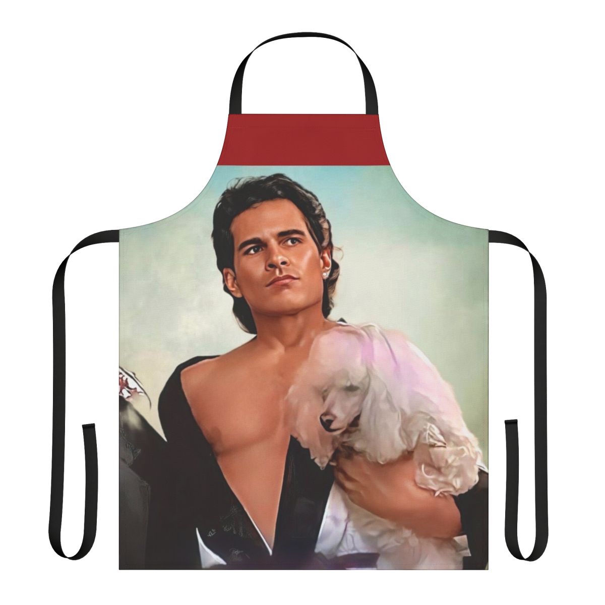 Garzia-inspired retro movie apron featuring iconic 80s TV show graphics