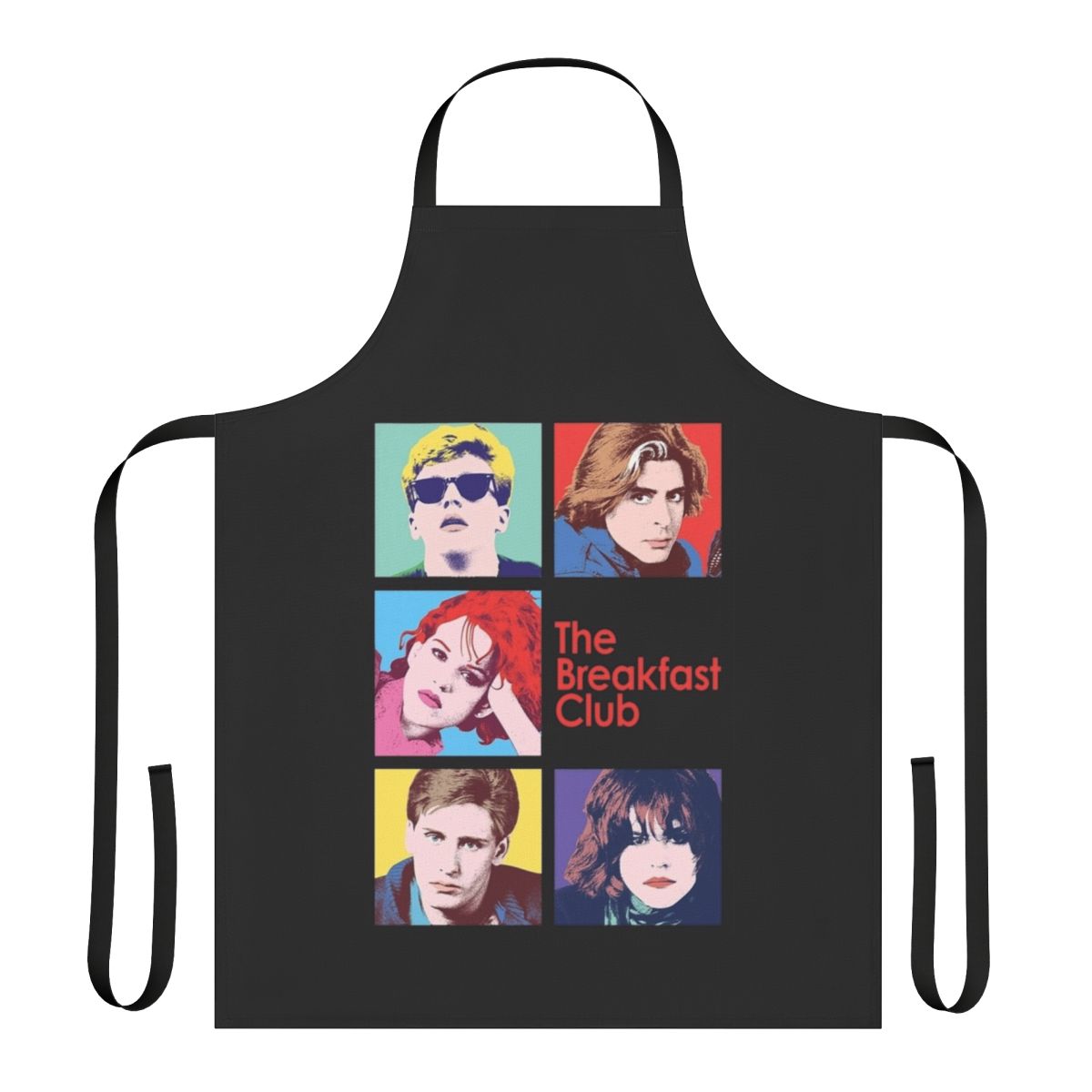 Retro-style Breakfast Club themed apron with iconic 80s movie characters