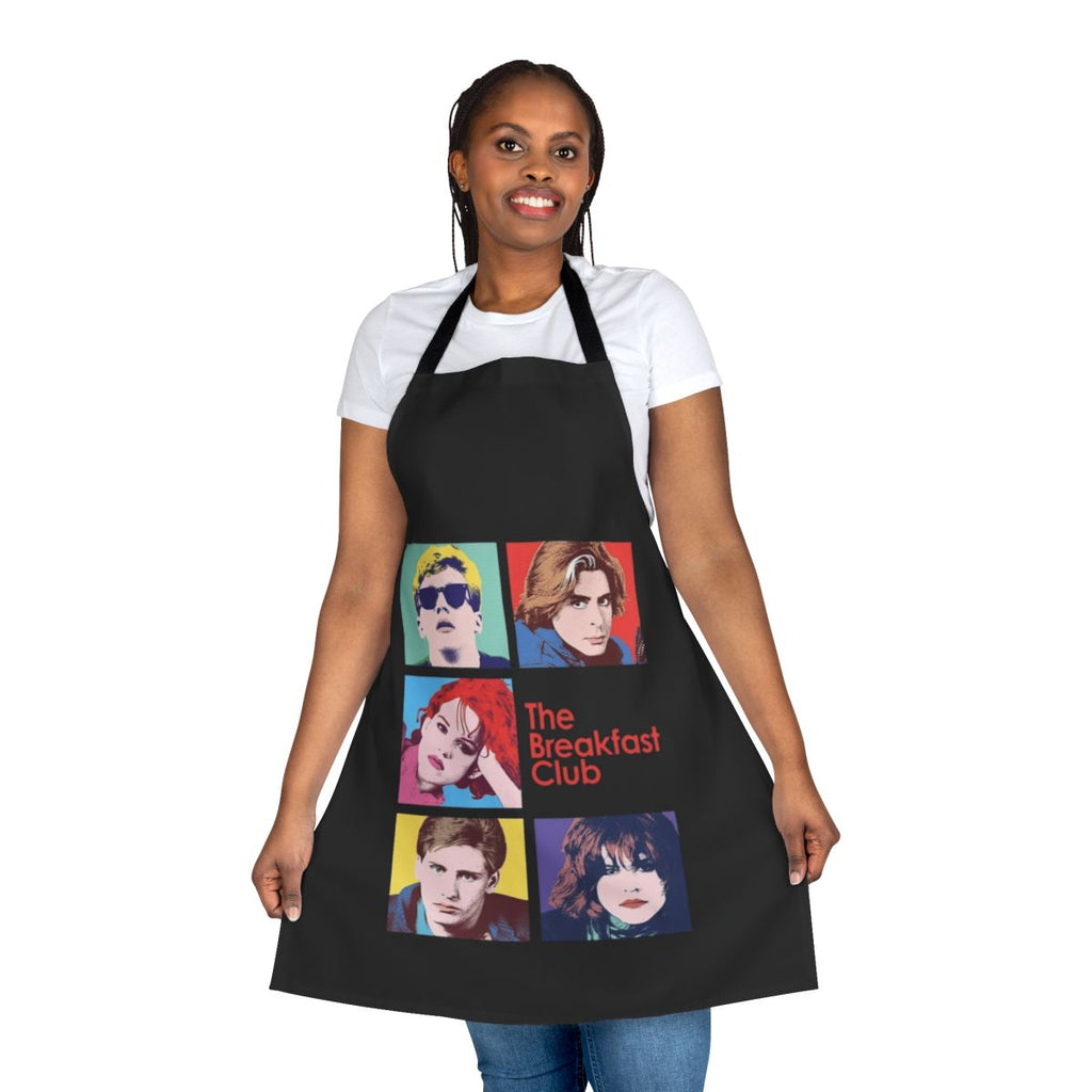 Retro-style Breakfast Club themed apron with iconic 80s movie characters