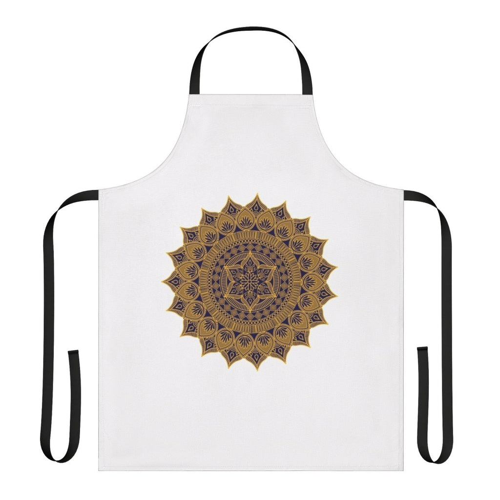 Colorful 80s music-inspired apron with synth-pop graphics