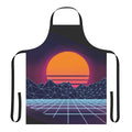Retro 80s style apron with neon sunset and cyberpunk elements
