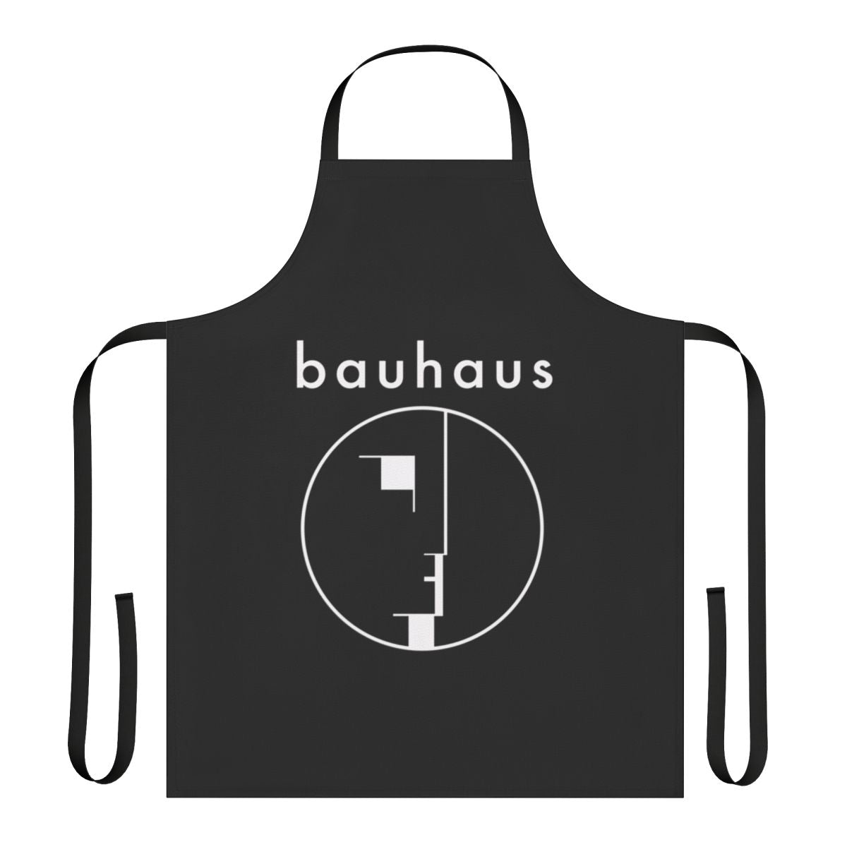 Retro 80s post punk music fan apron featuring Bauhaus and other alternative bands