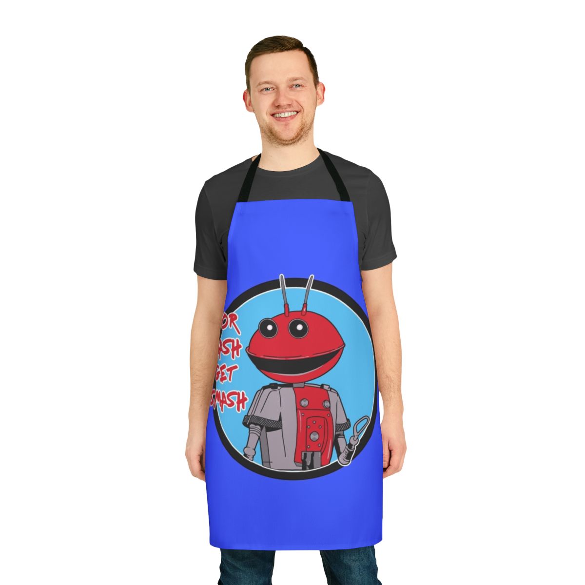 Retro-style 80s robot and MASH-inspired apron