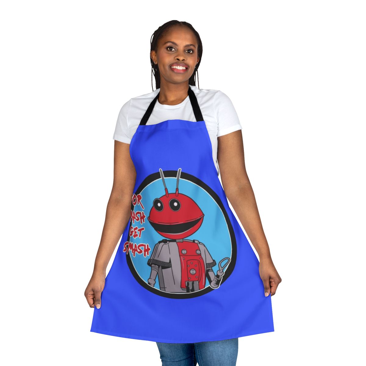 Retro-style 80s robot and MASH-inspired apron