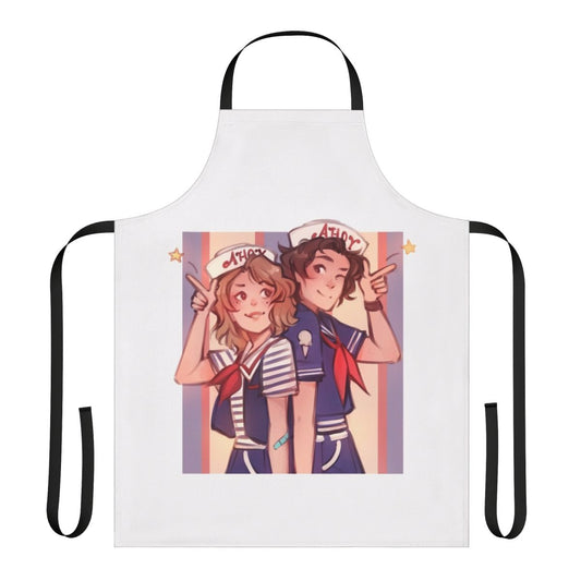 Scoops Ahoy inspired apron with a retro 80s design