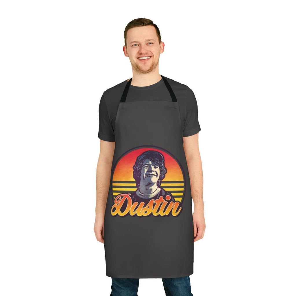Retro 80s style apron with Stranger Things Dustin character design
