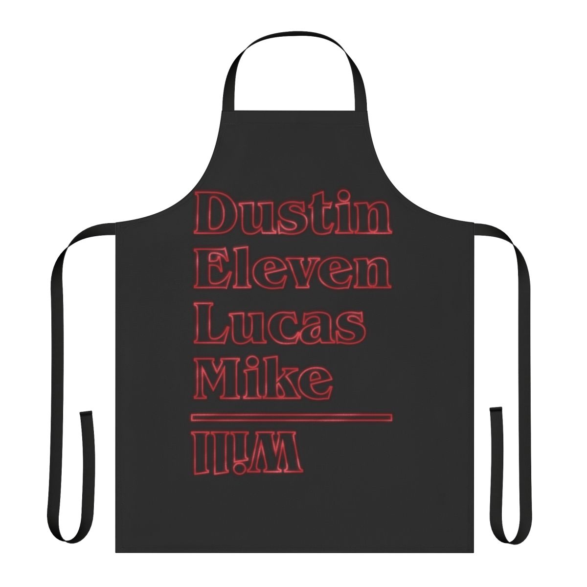 Retro-style Stranger Things inspired apron with character names