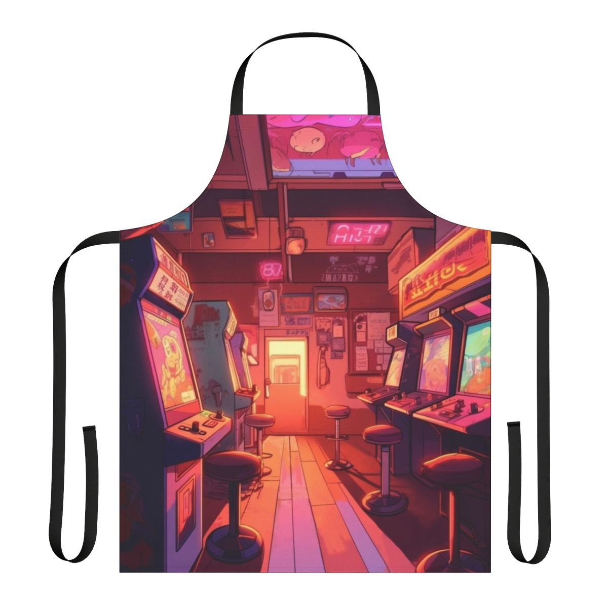 Retro 80s-style apron featuring the Arcade Hall from the hit TV series Stranger Things