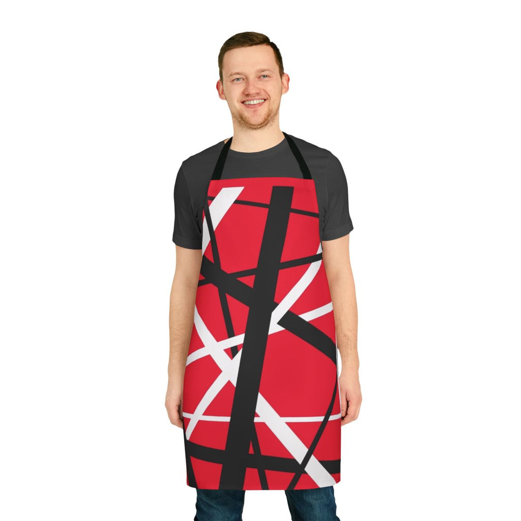 Retro 80s striped design apron for music lovers