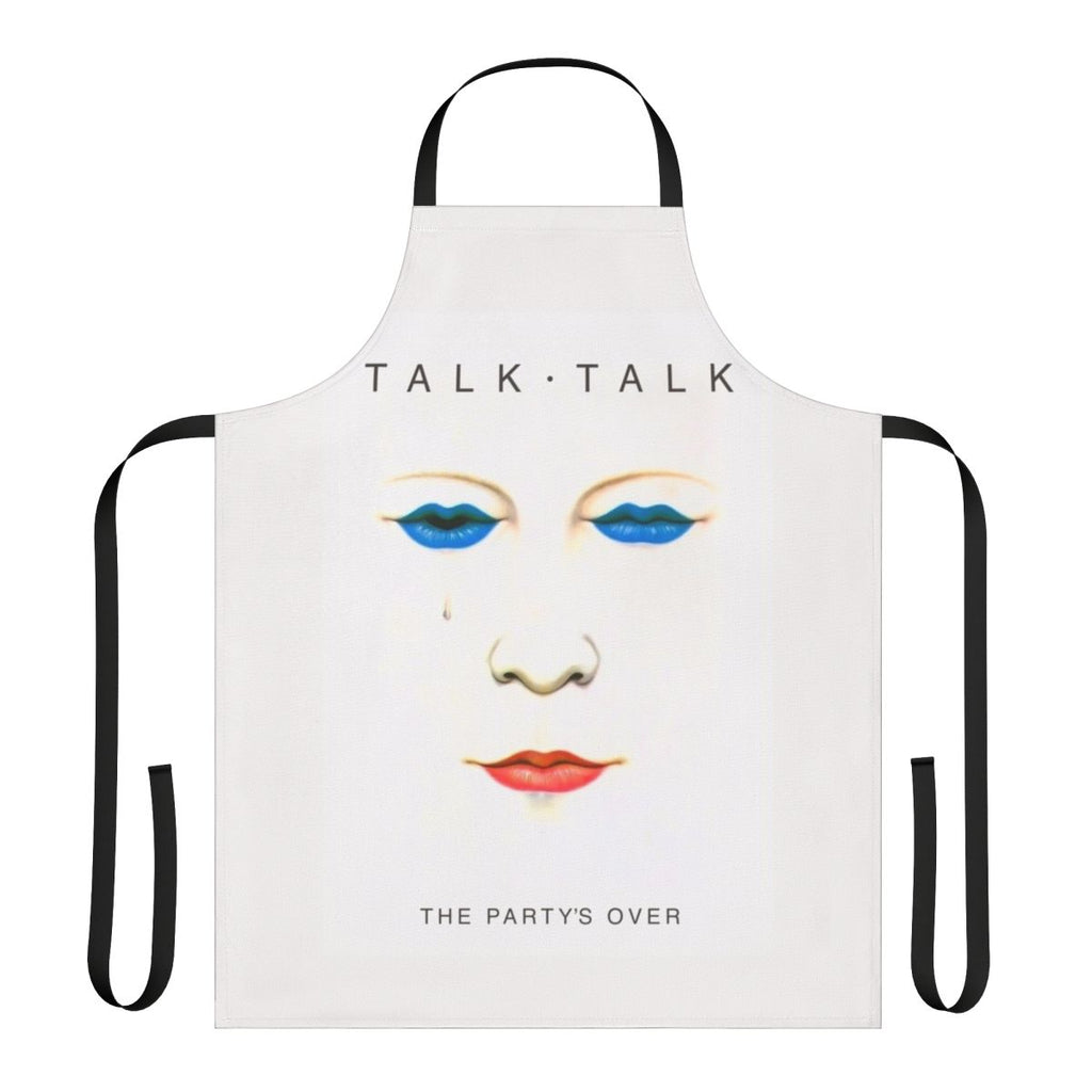 Retro 1980s inspired apron featuring the Talk Talk band logo and "The Party's Over" text