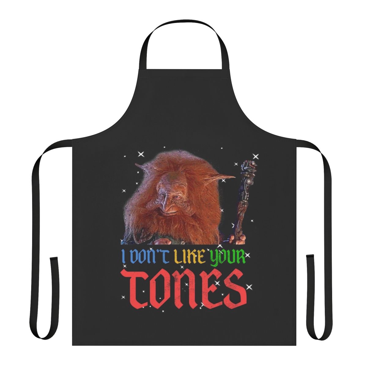 "Retro '80s tone-themed apron inspired by the Masters of the Universe franchise"