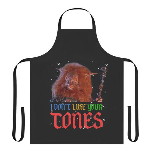 "Retro '80s tone-themed apron inspired by the Masters of the Universe franchise"