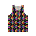 Retro 80s unisex rainbow diamond pattern tank top