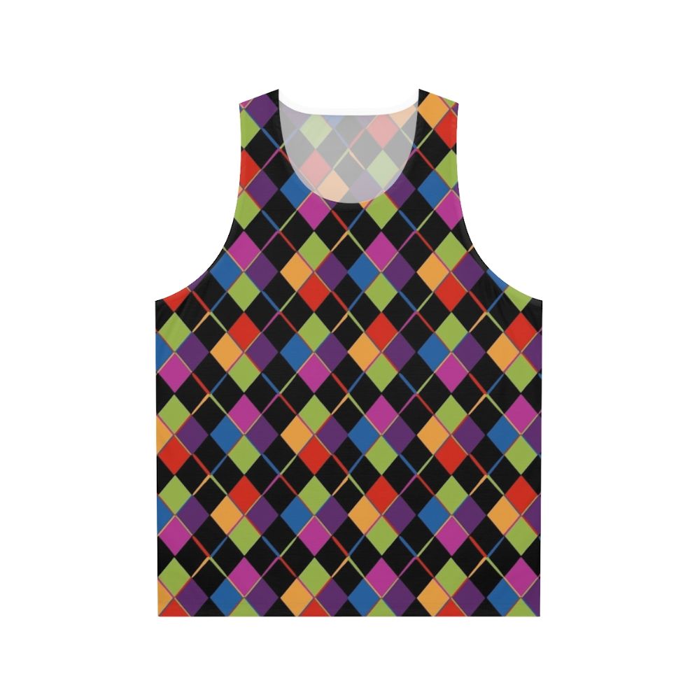 Retro 80s unisex rainbow diamond pattern tank top