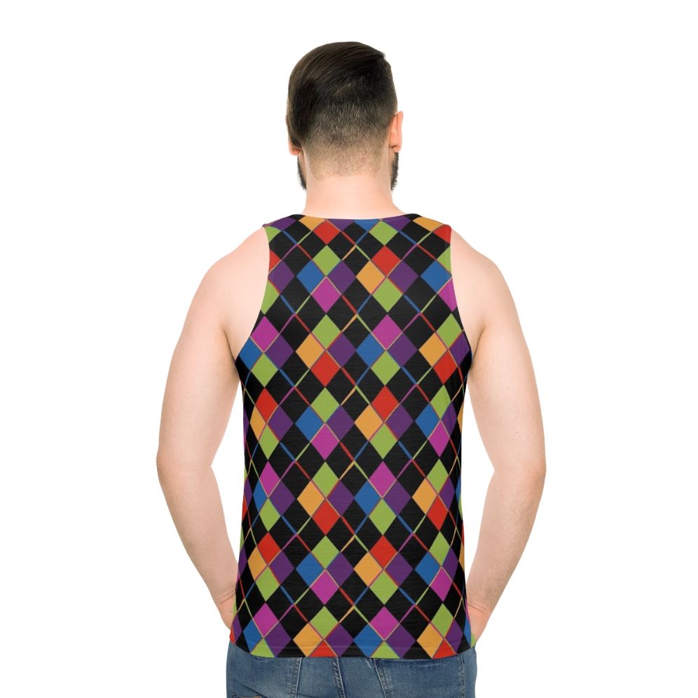 Retro 80s unisex rainbow diamond pattern tank top