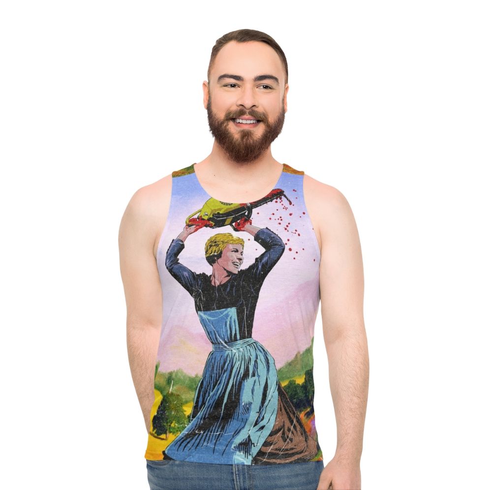 Retro 80s unisex tank top with pop culture references