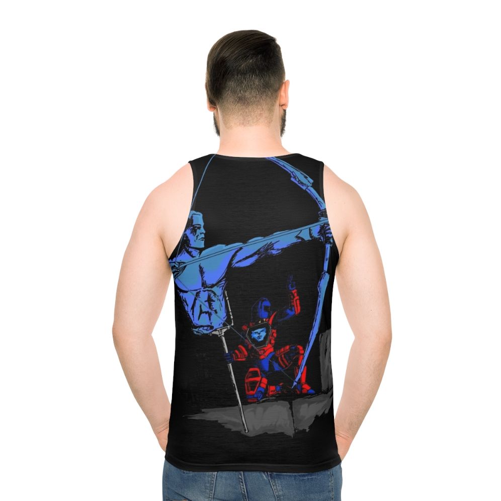 Retro unisex tank top with Cryotek-inspired 80s cartoon design