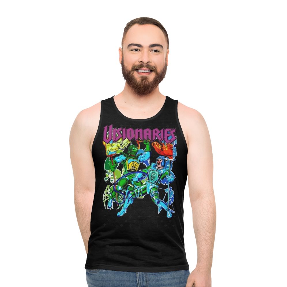 Unisex retro 80s visionaries tank top with trippy psychedelic design