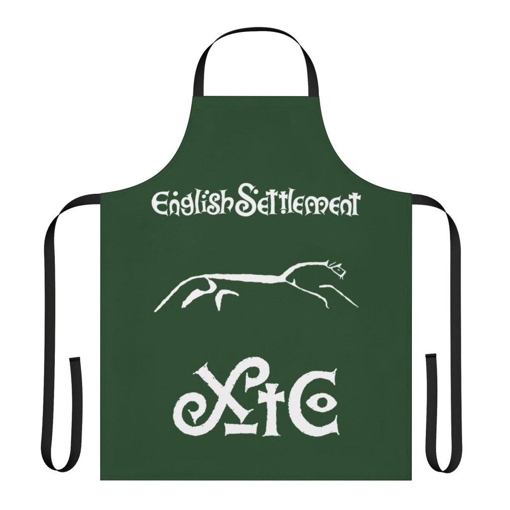 Retro 80s XTC-inspired English Settlement apron with band logo and lyrics