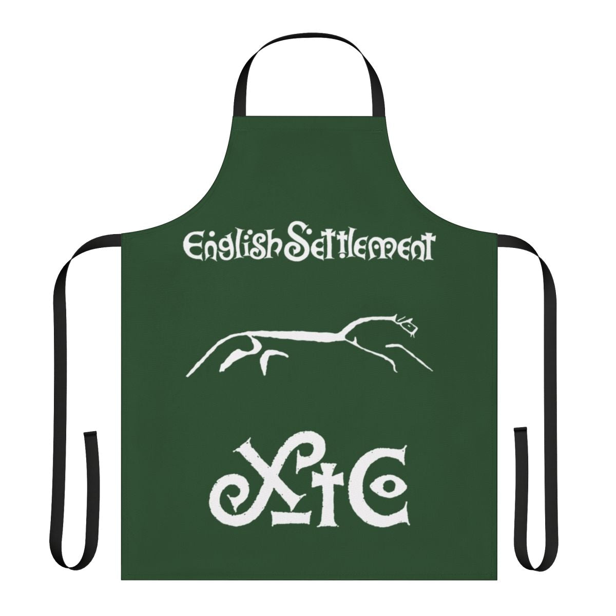 Retro 80s XTC-inspired English Settlement apron with band logo and lyrics