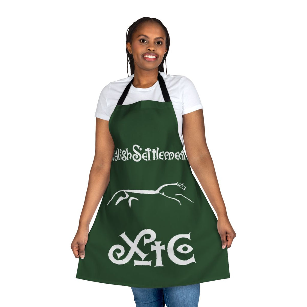 Retro 80s XTC-inspired English Settlement apron with band logo and lyrics