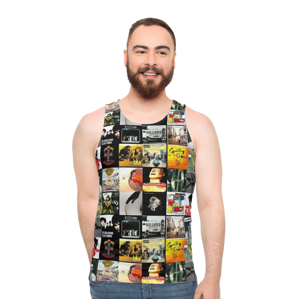 Retro 90s 00s indie britpop albums collage unisex tank top