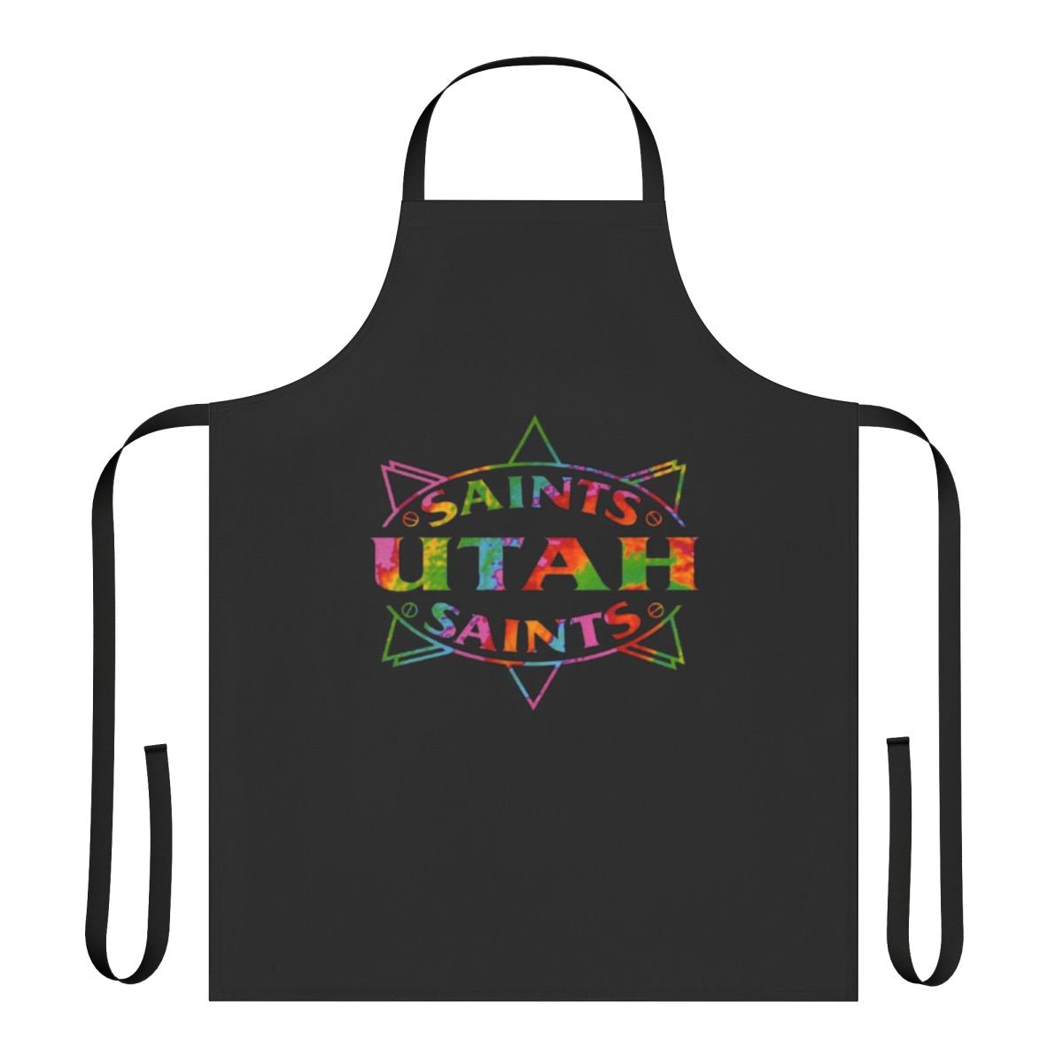 Retro 90s British rave music inspired apron with hip hop and rap graphics