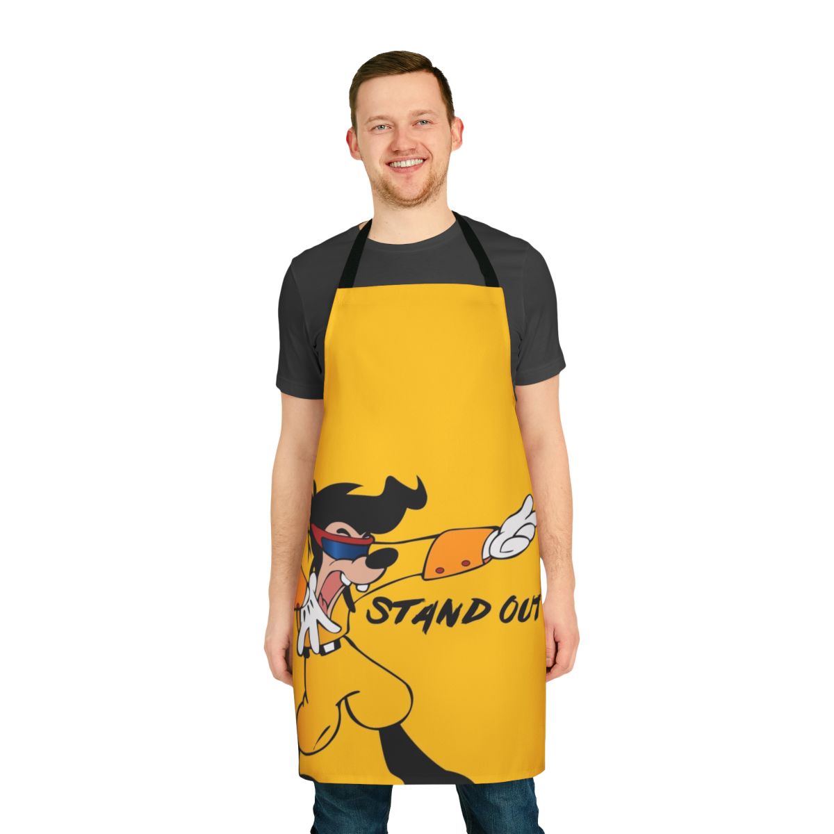 Vibrant and eye-catching apron with a retro 90s cartoon design