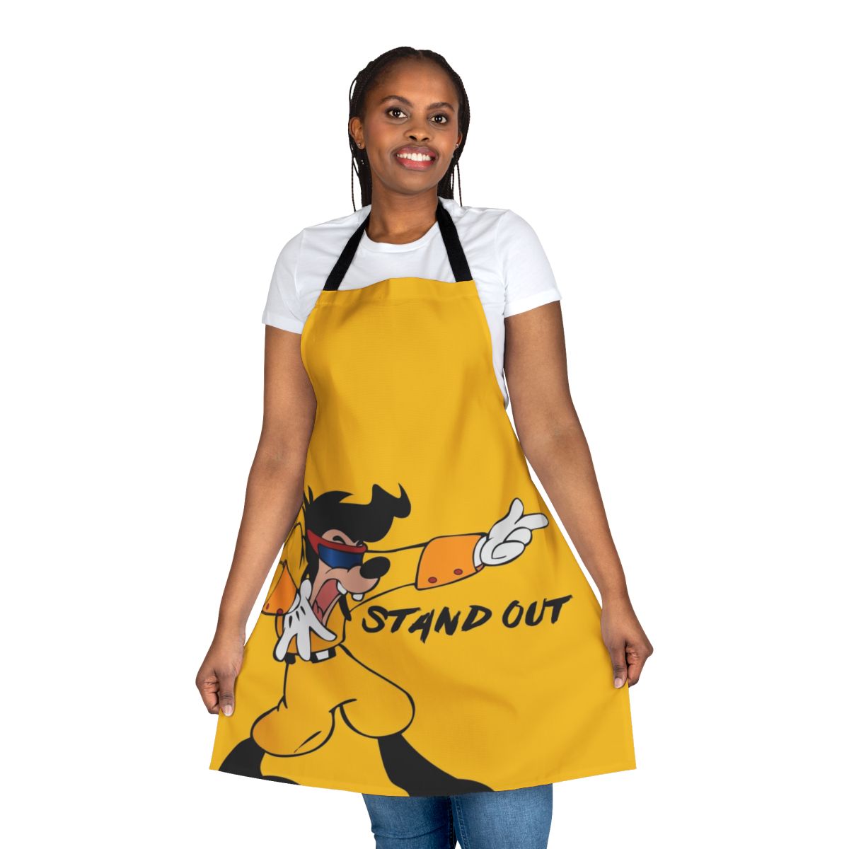 Vibrant and eye-catching apron with a retro 90s cartoon design