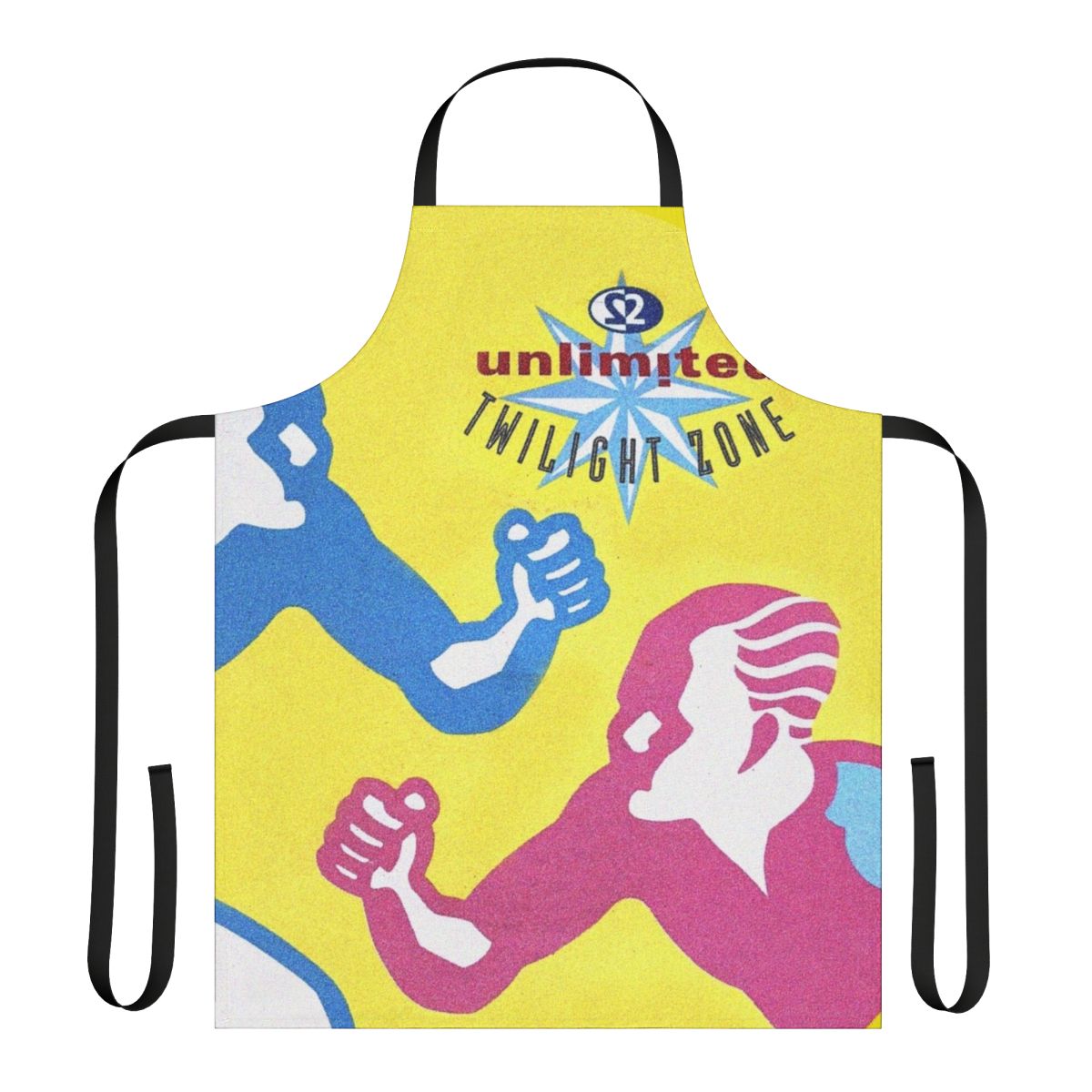 Retro 90s dance music themed apron with 2 Unlimited inspired design