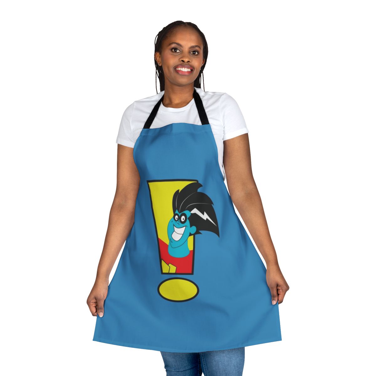 Freakazoid cartoon character illustrated on a high-quality kitchen apron